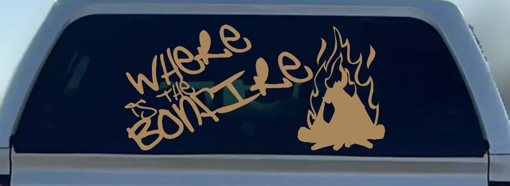 Where Is The Bonfire Country Car or Truck Window Decal Sticker (Light Brown)
