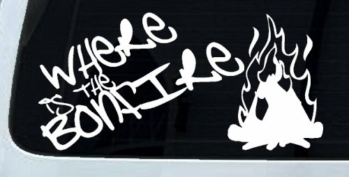 Where Is The Bonfire Country Car or Truck Window Decal Sticker (White)