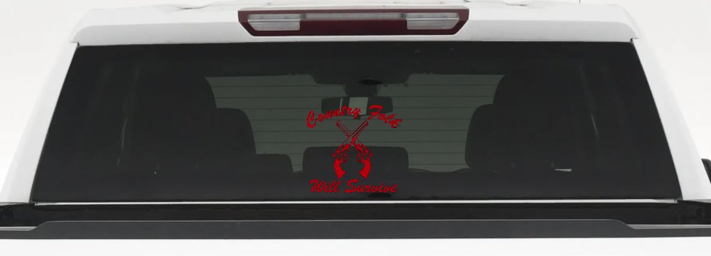 Country Folk Will Survive Crossed Guns Car or Truck Window Decal Sticker