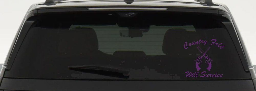 Country Folk Will Survive Crossed Guns Car or Truck Window Decal Sticker