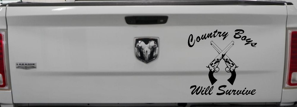 Country Boys Will Survive Crossed Guns Car or Truck Window Decal Sticker
