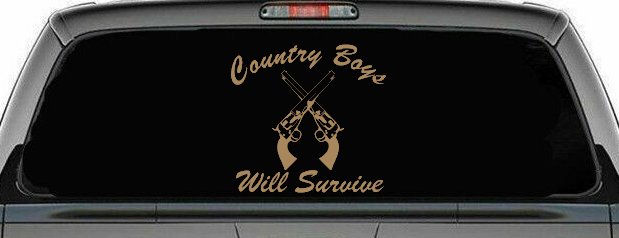 Country Boys Will Survive Crossed Guns Car or Truck Window Decal Sticker