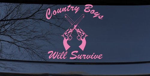 Country Boys Will Survive Crossed Guns Car or Truck Window Decal Sticker