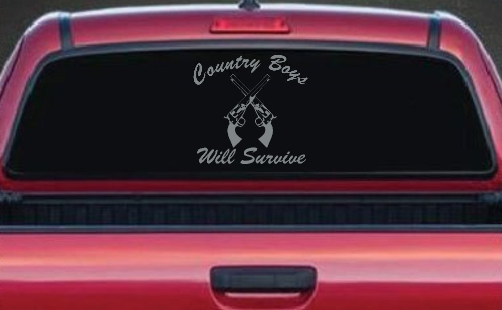 Country Boys Will Survive Crossed Guns Car or Truck Window Decal Sticker