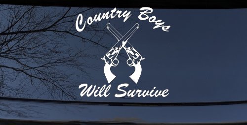 Country Boys Will Survive Crossed Guns Car or Truck Window Decal Sticker