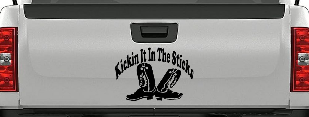 Kicking It In The Sticks Country Farm or Ranch Car or Truck Window Decal Sticker (Black)