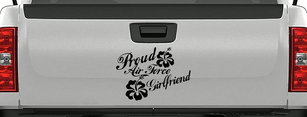 Proud Air Force Girlfriend Hibiscus Flowers Military Car or Truck Window Decal Sticker
