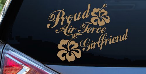 Proud Air Force Girlfriend Hibiscus Flowers Military Car or Truck Window Decal Sticker