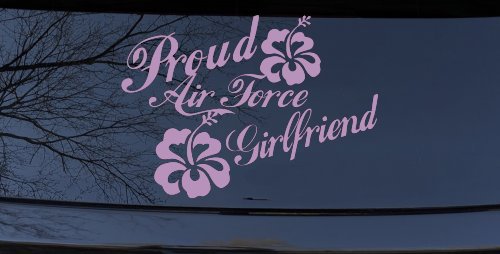 Proud Air Force Girlfriend Hibiscus Decal - Military Car Sticker (Lilac)