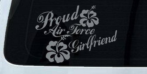 Proud Air Force Girlfriend Hibiscus Flowers Military Car or Truck Window Decal Sticker