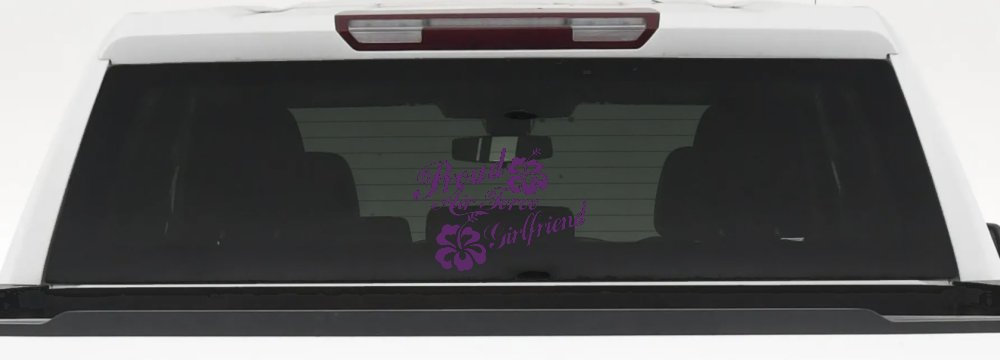 Proud Air Force Girlfriend Hibiscus Flowers Military Car or Truck Window Decal Sticker (Violet)