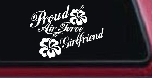 Proud Air Force Girlfriend Hibiscus Flowers Military Car or Truck Window Decal Sticker