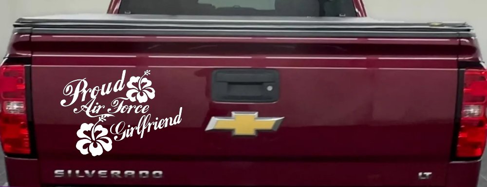 Proud Air Force Girlfriend Hibiscus Flowers Military Car or Truck Window Decal Sticker