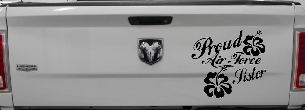 Proud Air Force Sister Hibiscus Flowers Military Car or Truck Window Decal Sticker
