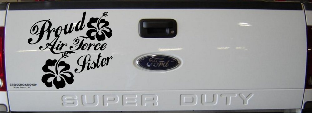 Proud Air Force Sister Hibiscus Flowers Military Car or Truck Window Decal Sticker