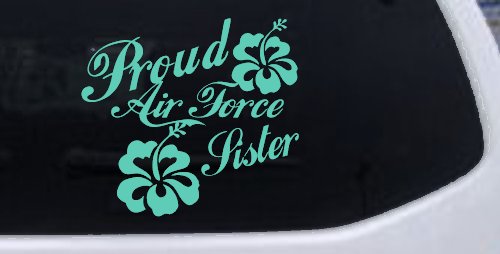 Proud Air Force Sister Hibiscus Flowers Military Car or Truck Window Decal Sticker