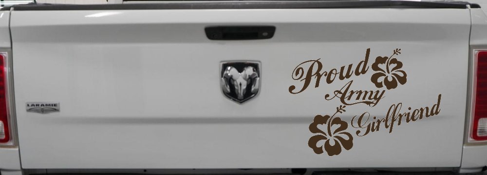 Proud Army Girlfriend Hibiscus Flowers Military Car or Truck Window Decal Sticker