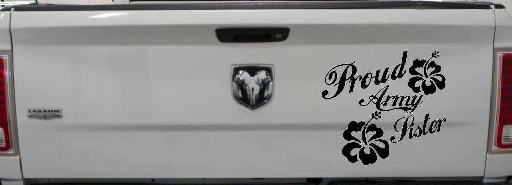 Proud Army Sister Hibiscus Flowers Military Car or Truck Window Decal Sticker