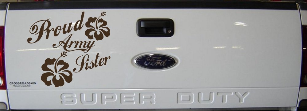 Proud Army Sister Hibiscus Decal Military Car Truck Window Vinyl Sticker (Brown)