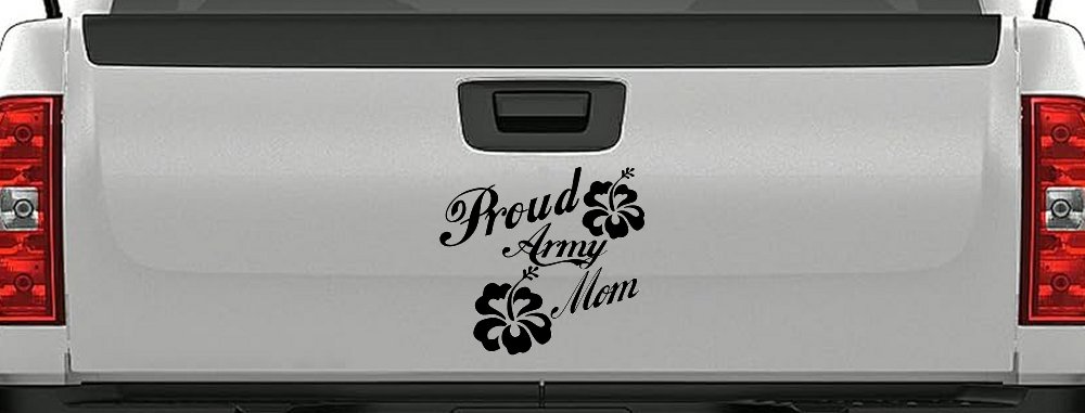 Proud Army Mom Hibiscus Decal for Car Truck Window Military Sticker (Black)