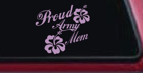 Proud Army Mom Hibiscus Flowers Military Car or Truck Window Decal Sticker (Lilac)