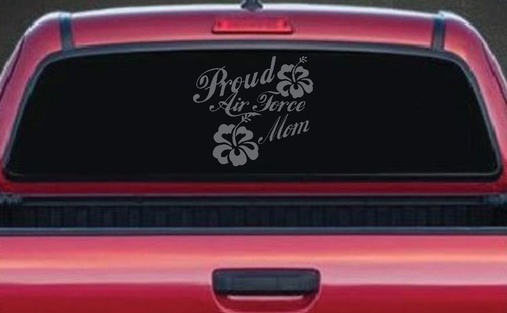 Proud Air Force Mom Hibiscus Flowers Military Car or Truck Window Decal Sticker