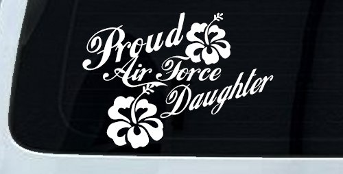 Proud Air Force Daughter Hibiscus Flowers Military Car or Truck Window Decal Sticker