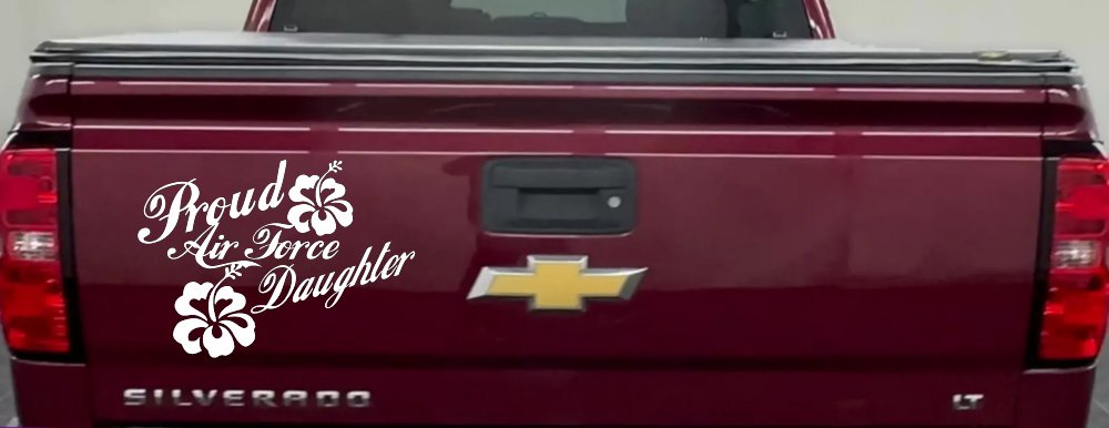 Proud Air Force Daughter Hibiscus Flowers Military Car or Truck Window Decal Sticker