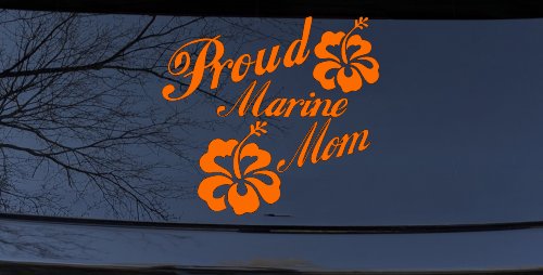 Proud Marine Mom Hibiscus Flowers Military Car or Truck Window Decal Sticker