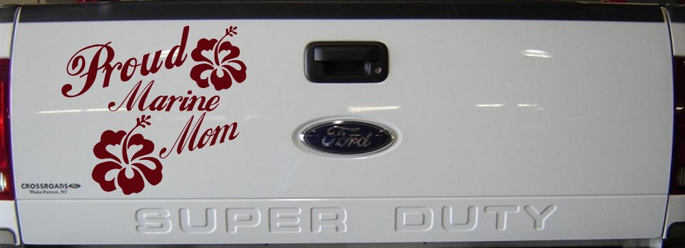 Proud Marine Mom Hibiscus Flowers Military Car or Truck Window Decal Sticker