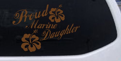 Proud Marine Daughter Hibiscus Flowers Military Car or Truck Window Decal Sticker