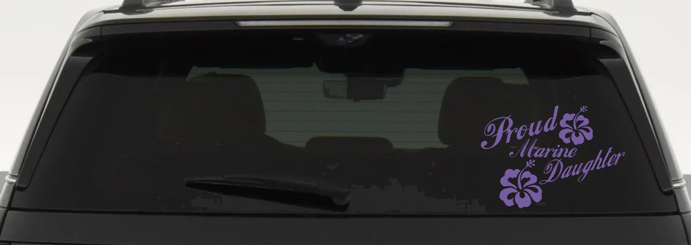 Proud Marine Daughter Hibiscus Flowers Military Car or Truck Window Decal Sticker