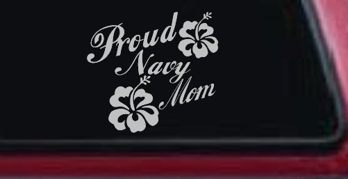 Proud Navy Mom Hibiscus Flowers Military Car or Truck Window Decal Sticker