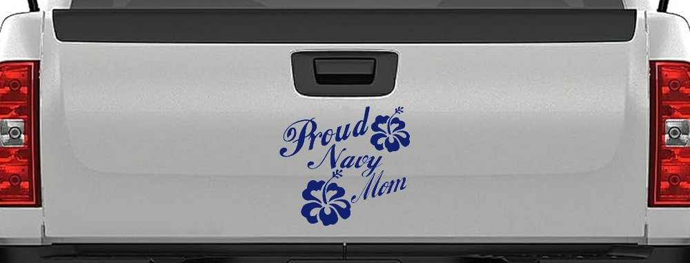 Proud Navy Mom Hibiscus Flowers Military Car or Truck Window Decal Sticker