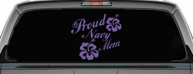 Proud Navy Mom Hibiscus Flowers Military Car or Truck Window Decal Sticker