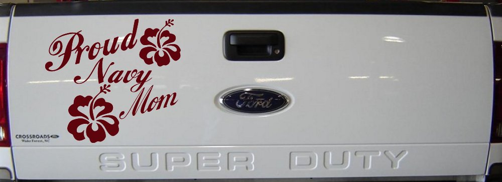 Proud Navy Mom Hibiscus Flowers Military Car or Truck Window Decal Sticker