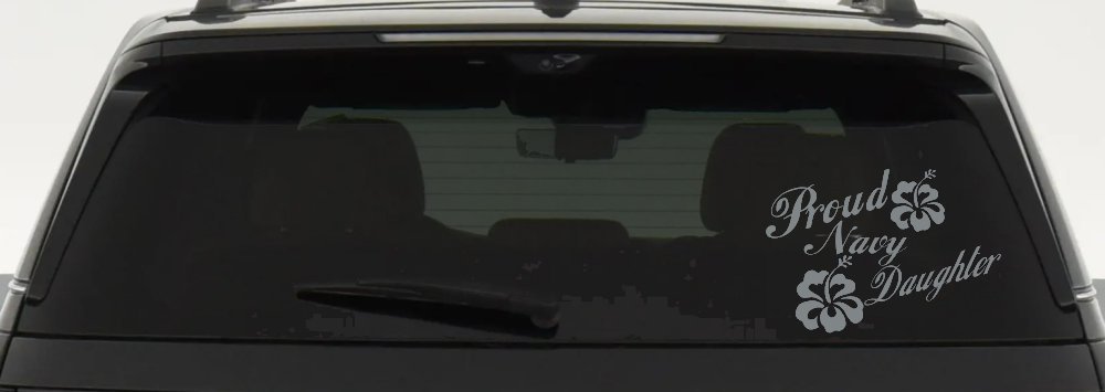 Proud Navy Daughter Hibiscus Flowers Military Car or Truck Window Decal Sticker