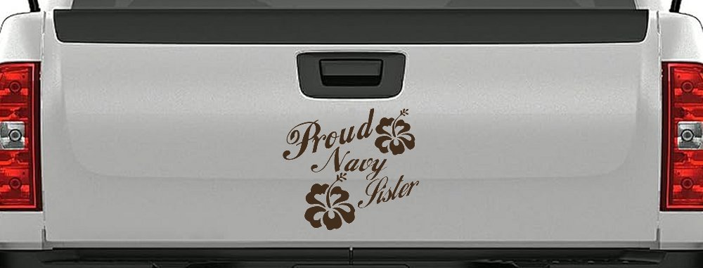 Proud Navy Sister Hibiscus Flowers Military Car or Truck Window Decal Sticker