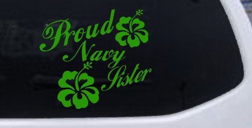 Proud Navy Sister Hibiscus Flowers Military Car or Truck Window Decal Sticker