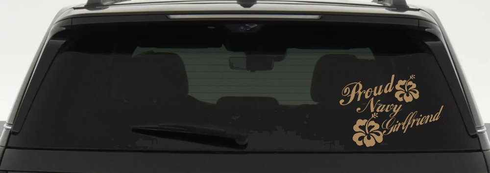 Proud Navy Girlfriend Hibiscus Flowers Military Car or Truck Window Decal Sticker