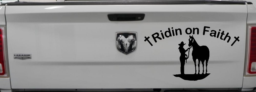 Riding Ridin on Faith Rodeo Cowgirl and Horse Western Farm or Ranch Christian Car or Truck Window Decal Sticker