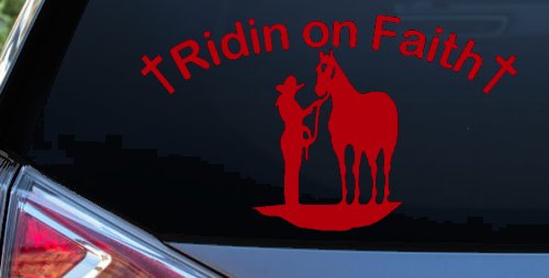 Riding Ridin on Faith Rodeo Cowgirl and Horse Western Farm or Ranch Christian Car or Truck Window Decal Sticker