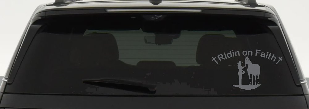 Riding Ridin on Faith Rodeo Cowgirl and Horse Western Farm or Ranch Christian Car or Truck Window Decal Sticker