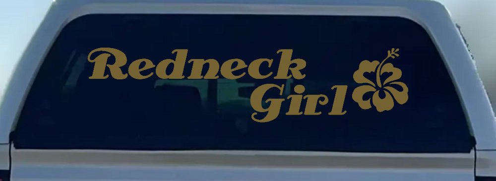 Redneck Girl Hibiscus Flower Country Car or Truck Window Decal Sticker (Gold)