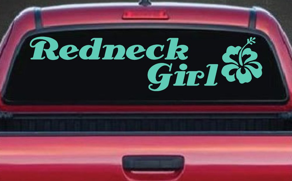 Redneck Girl Hibiscus Flower Country Car or Truck Window Decal Sticker