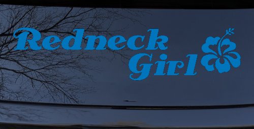 Redneck Girl Hibiscus Flower Country Car or Truck Window Decal Sticker (Sky Blue)