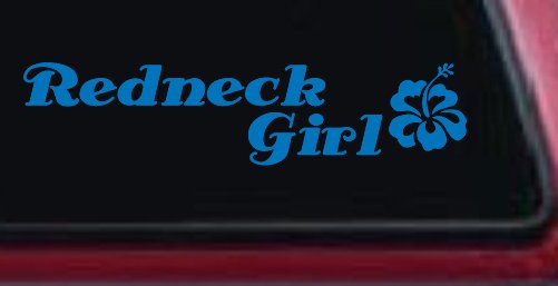 Redneck Girl Hibiscus Flower Country Car or Truck Window Decal Sticker (Sky Blue)