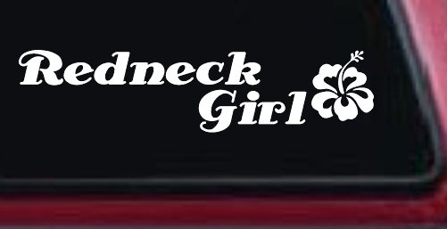 Redneck Girl Hibiscus Flower Country Car or Truck Window Decal Sticker