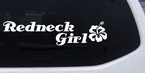 Redneck Girl Hibiscus Flower Country Car or Truck Window Decal Sticker