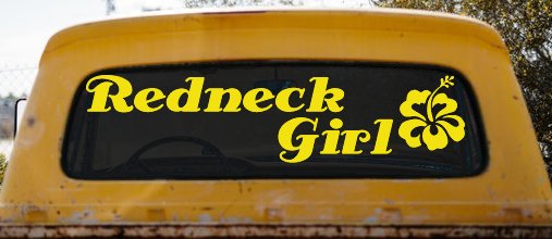 Redneck Girl Hibiscus Flower Country Car or Truck Window Decal Sticker (Yellow)